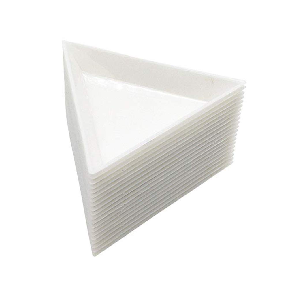 Healifty Bead Sorting Trays Diamond Rhinestone Plate Plastic Triangular Jewelry Picking Plates Nail Art Dotting Tool Storage 20pcs