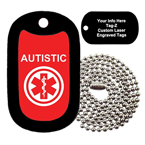 Tag-Z Military Dog Tags - Medical Alert Autistic - Engraved Military Dog Tag Necklace