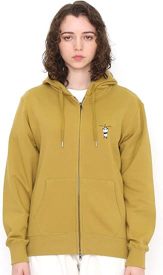 Amazon グラニフ ユニセックス 刺繍ジップパーカー プレイングパンダ グリーンサンド M トレーナー パーカー 通販