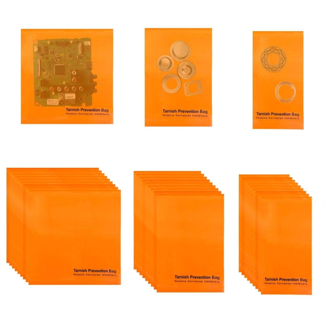 A-ONE VCI Tarnish Prevention Storage Bags, Oxidation Rust Proof Bags with Volatile Corrosion inhibitors for Metal Protection, 3.2" X 6" (10 PCS), 4" X 6" (10 PCS), 6" X 6" (10 PCS)