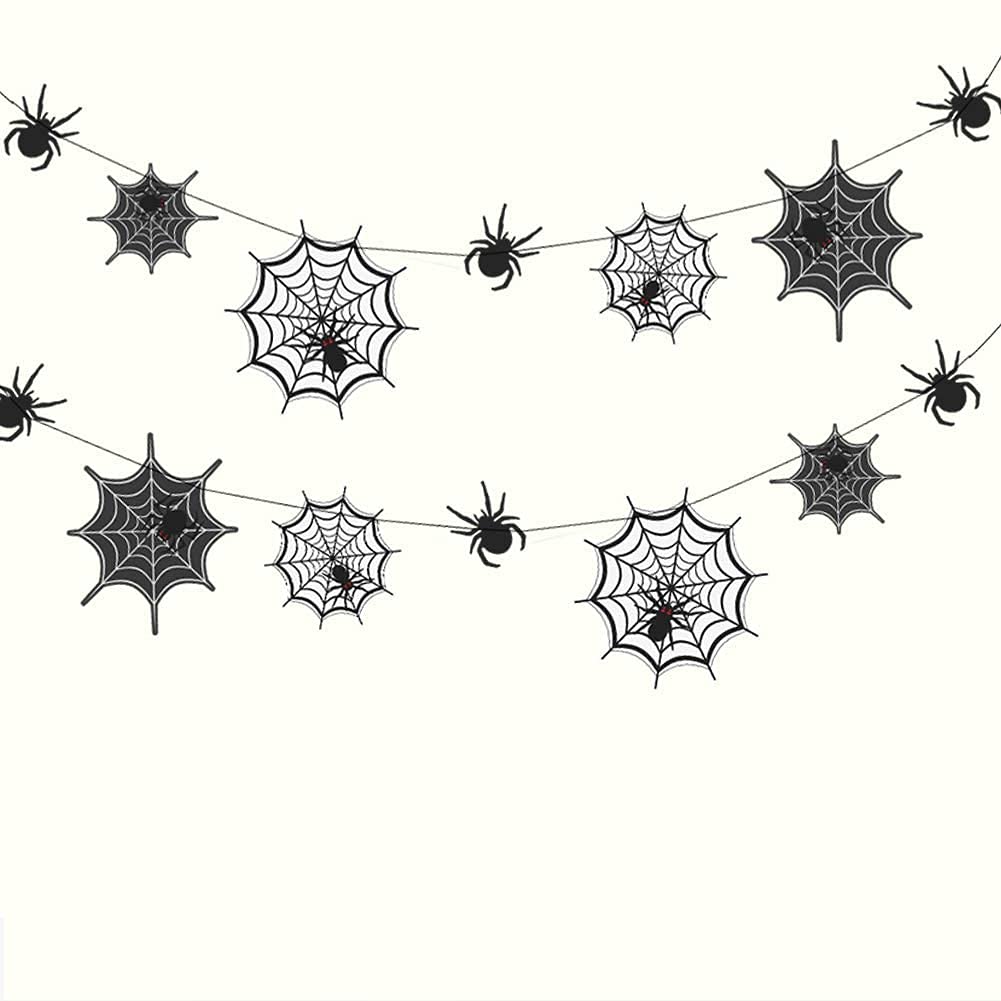 Cheerland Halloween Black and White Spiderweb Garland Kit for Party Decoration Hanging Spider Web Banner Décor for Birthday/Party Supplies Bunting Kits for Kids Room/Home/Office/Classroom/Mantel
