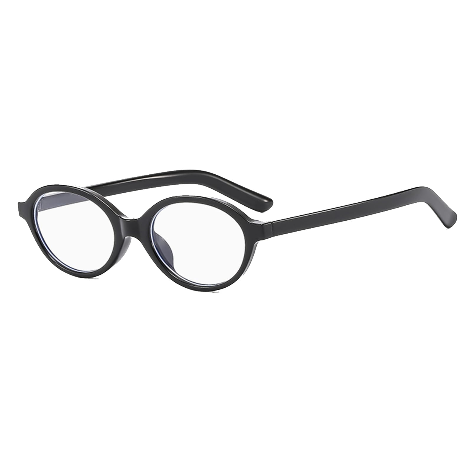 YAMEIZE Small Oval Blue Light Blocking Glasses for Women Men,Retro Anti Blue Light Eyeglasses Computer Gaming Glasses (Light Black Clear)