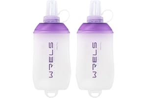 WRELS 200ml/350ml/500ml Collapsible Soft Flask,BPA Free Folding Soft Water Bottle with Hanging Ring,Lightweight TPU Hydration Flask for Running Marathon Cycling Hiking(200ml-2 Packs)