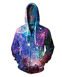 Sankill Unisex 3D Galaxy Zipper Hoodie Sweatshirt Fleece Pullover Hooded Shirts Pocket
