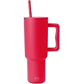 Simple Modern 40 oz Trek Tumbler with Handle and Straw Lid | Cup Holder Friendly Insulated Stainless Steel Travel Mug | Ember Red