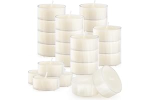 25PCS Pure White Beeswax Tealight Candles, Natural Scent, Clear Cup