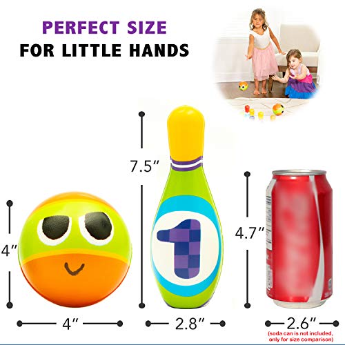 Fun Kids Bowling Play Set by ZenTeck [12-Piece]| Child Safe Lightweight Pins & Balls Sport Game for Boys, Girls, Toddlers, Children| Indoor Developmental Physical Activity No-Noise Family Game - Thumbnail 5