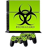 Skins for PS4 Controller - Decals for Playstation 4 Games - Stickers Cover for PS4 Console Sony Playstation Four Accessories PS4 Faceplate with Dualshock 4 Two Controllers Skin - Biological Harzard
