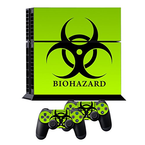 Skins for PS4 Controller - Decals for Playstation 4 Games - Stickers Cover for PS4 Console Sony Playstation Four Accessories Faceplate with Dualshock 4 Two Controllers Skin - Biological Harzard