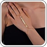 Ximdble Vintage Pearl Finger Ring Bracelet Gold Fish Bone Chain Slave Bracelet Hand Chain Boho Gold Pearl Wrist Chain Bracelet Punk Fish Bone Chain Hand Chain Bracelet for Women