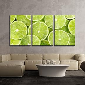3 Piece Canvas Wall Art - Lemon. - Modern Home Art Stretched and Framed Ready to Hang - 16"x24"x3 Panels