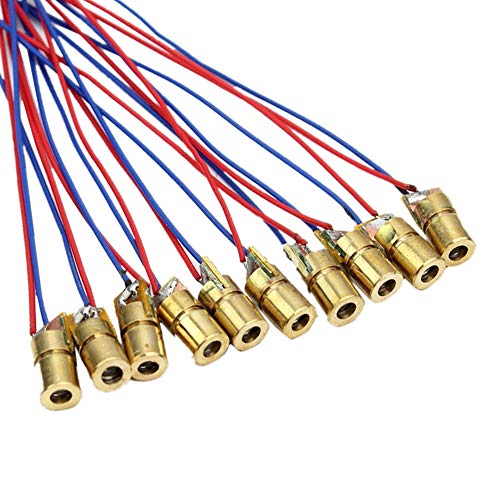 WayinTop 10pcs 5V Mini Laser Head Dot Diode Module Red 650nm 6mm Diode Lasers + 20pcs Photoresistor Light Sensitive Dependent Resistor Optoresistor 5mm GL5539 5539 + 20pcs 10K ohm Resistor for Ard