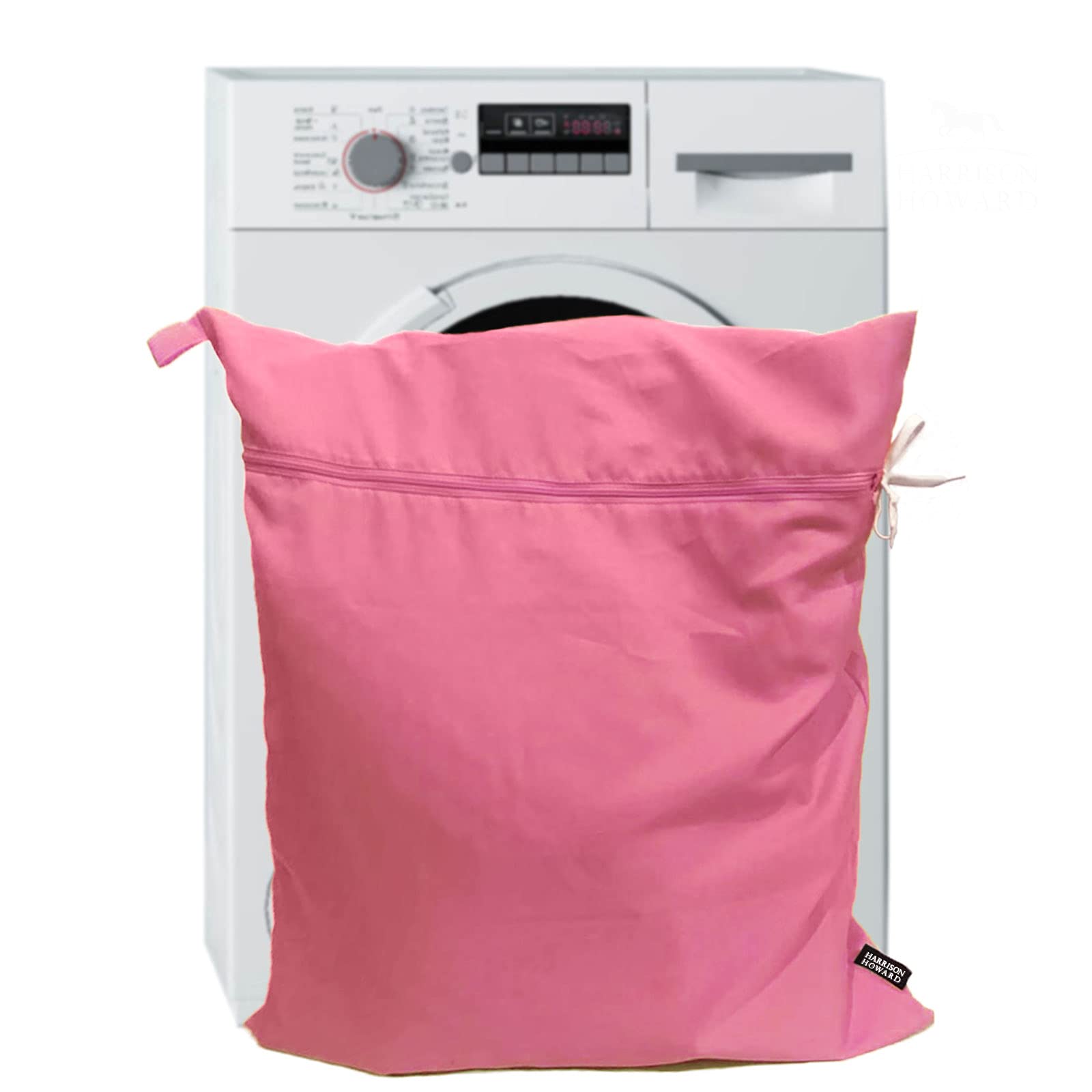 Harrison Howard Pet Washing Bag Dog Cat Horse Hair Laundry Bag for Rug Sheet Boots Pets Laundry Helper Jumbo 48L 78cm x 70cm Pastel Pink