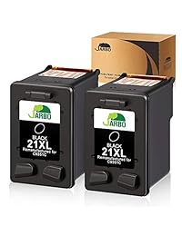 JARBO - Cartucho de tinta remanufacturado para HP 21 de alto rendimiento, 2 negros, utilizado con HP Officejet 4315 J3680 Deskjet 3915 3930 3940 D1341 D1420 D1455 D1520 D1530 D1560 D2330 D2430 D2460 PSC 1410, 2 negro