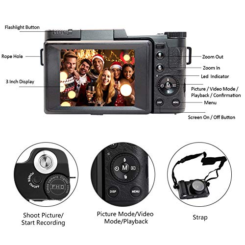 Camara-de-Fotos-Cmara-Digital-Vlogging-Cmara-240-MP-27K-Ultra-HD-Cmara-Compacta-de-30-Pulgadas-con-Pantalla-Plegable-Linterna-Retrctil