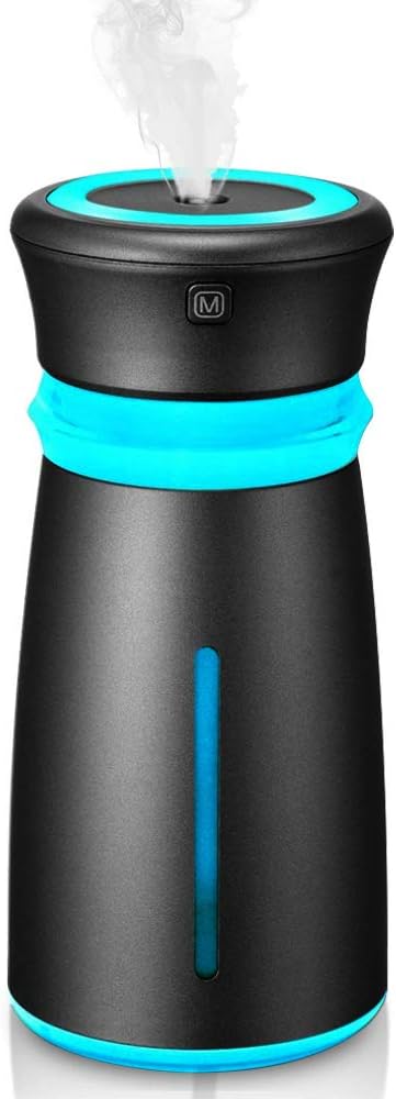 softeen Car Humidifier with USB, Portable Air Freshener Purifier, Cool Mist Humidifier, Essential Oil Diffuser, Aromatherapy Aroma Fragrance Humidifier for Car Office Bedroom, Auto Shut-Off - Black