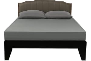 Lirex Cotton Fitted Sheet Full, 300 Thread Count Soft Breathable, 8-10" Deep Pocket Sheet for Hotel Home, Dark Grey