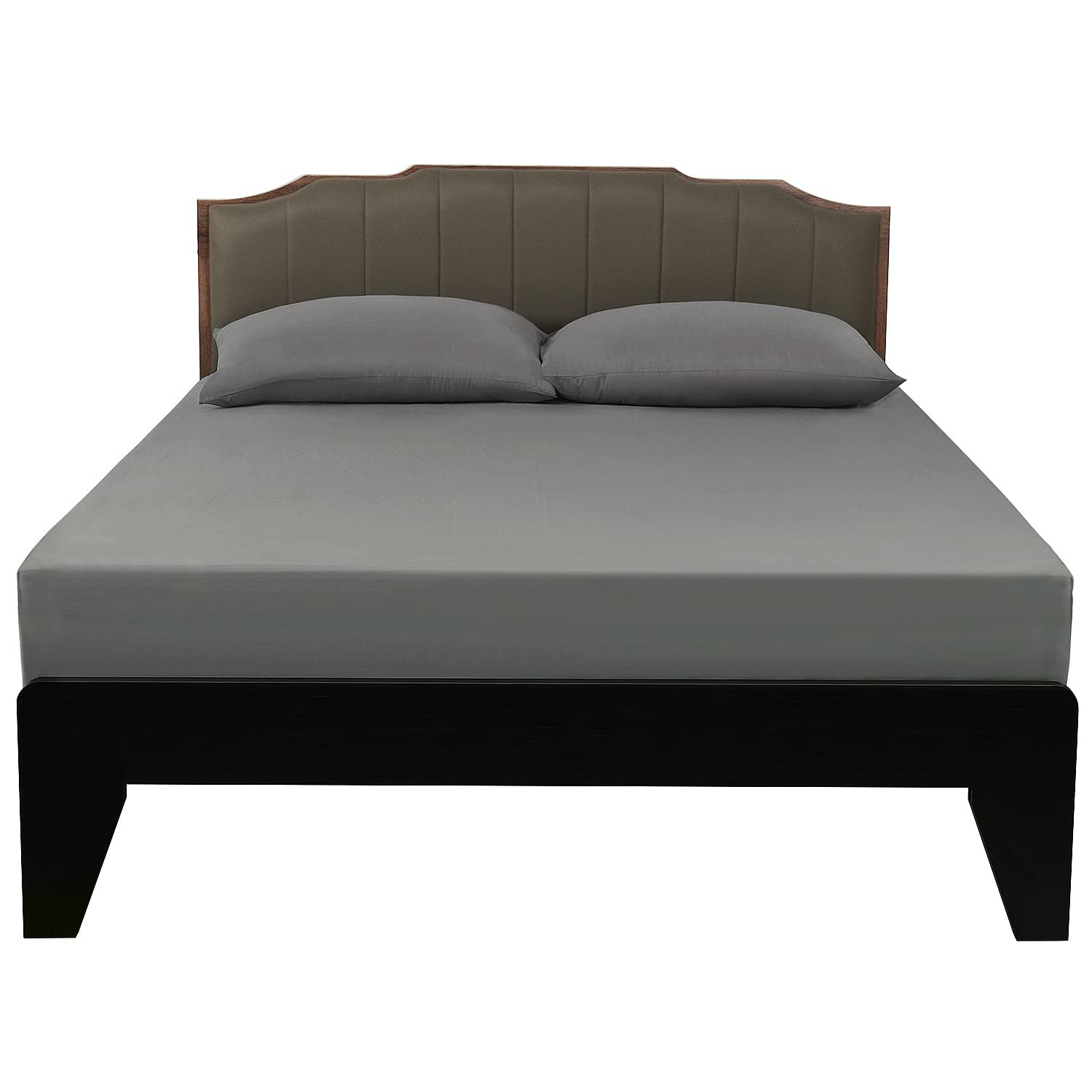 Lirex Fitted Sheets King Size,100% Cotton 300 Thread Count Soft Breathable Deep Pocket up to 12" / 30cm,Dark Grey