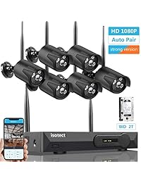 [Nueva versión fuerte WiFi] Sistema de cámara de seguridad inalámbrica, ISOTECT 8CH Full HD 1080P sistema de seguridad de vídeo, 6 cámaras de seguridad IP de interior exterior, visión nocturna y fácil visión remota, disco duro de 2 TB