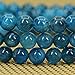 Amandastone Natural Blue Apatite Crystal 6mm Round Beads Stretch Bracelet 7 Inch
