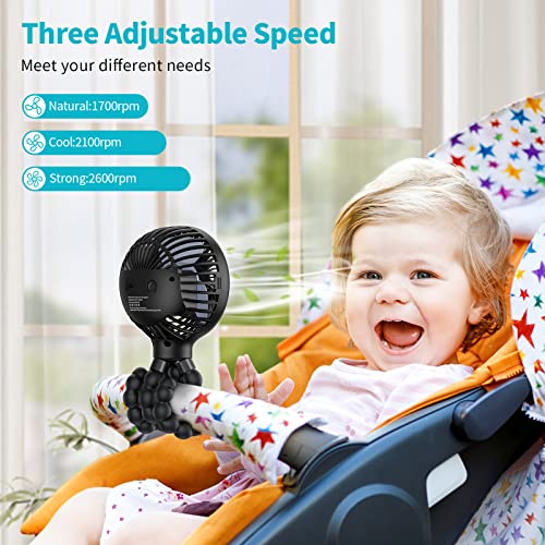 SmartDevil Stroller Fan, 3000mAh Portable Clip on Stroller Fan for Baby