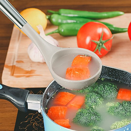 Miusco 7 Piece Silicone Cooking Utensil Set with Stainless Steel Handle & Utensil Holder
