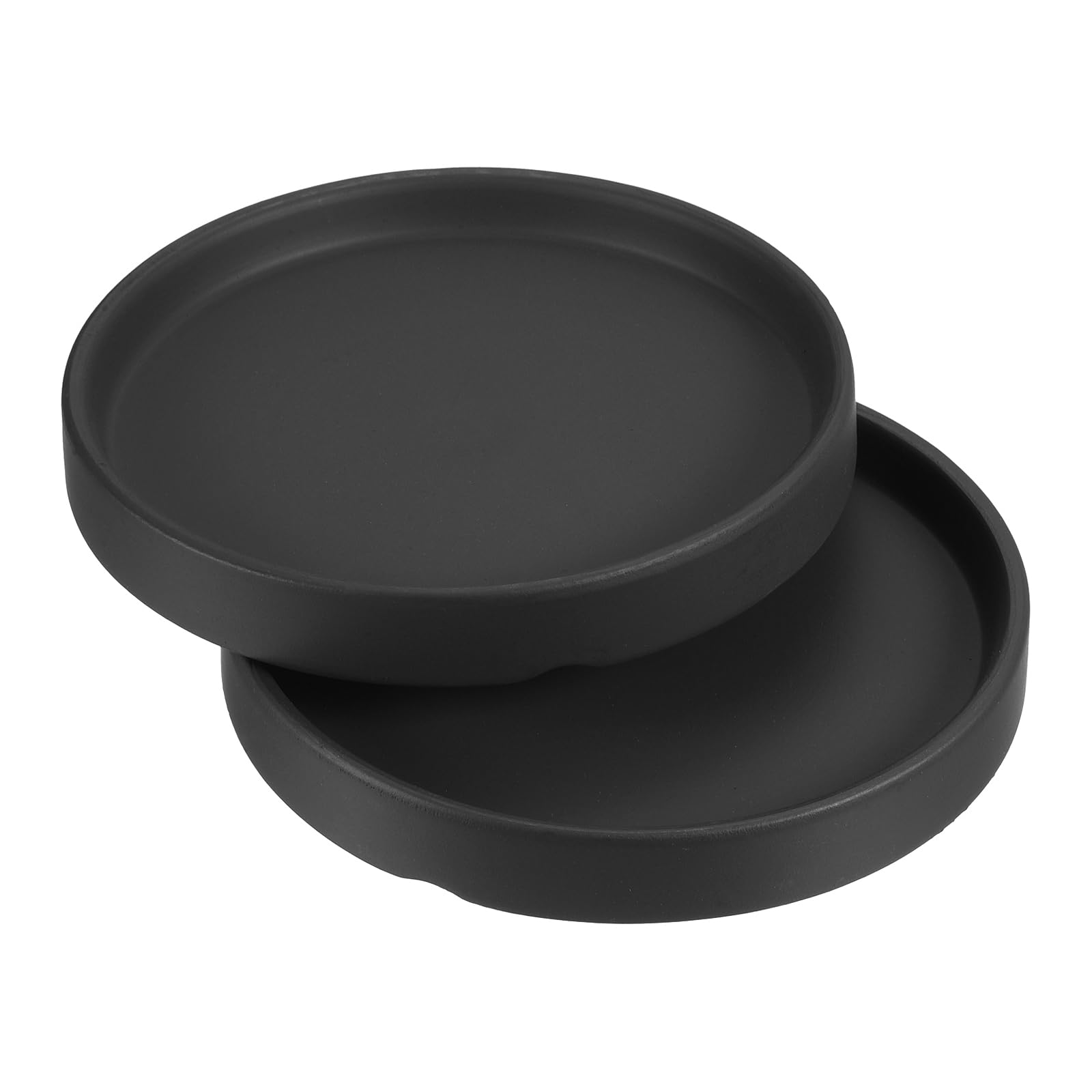 PATIKIL Plant Pot Saucer 5 Inch OD, 2 Pack Ceramic Round Flower Drip Tray for Indoor Outdoor, Black