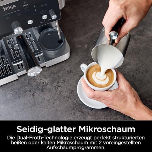 Luxe Essential 2-in-1-Kaffeemaschine mit Mahlwerk und Aufschäumer