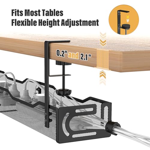 Under Desk Cable Management Tray Long 1 Pack A non drilling table cable basket for storing extension cords, a screw free and tidy wire organizer clip, suitable for homes, offices,kitchens, etc