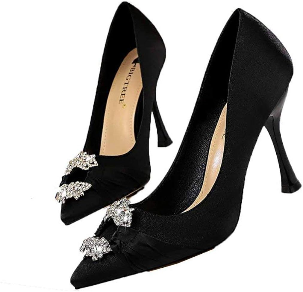 Women Elegant Shoes Louis Heel 10 CM Pointed Toe Solid Color SlipOn Banquet Party Vintage