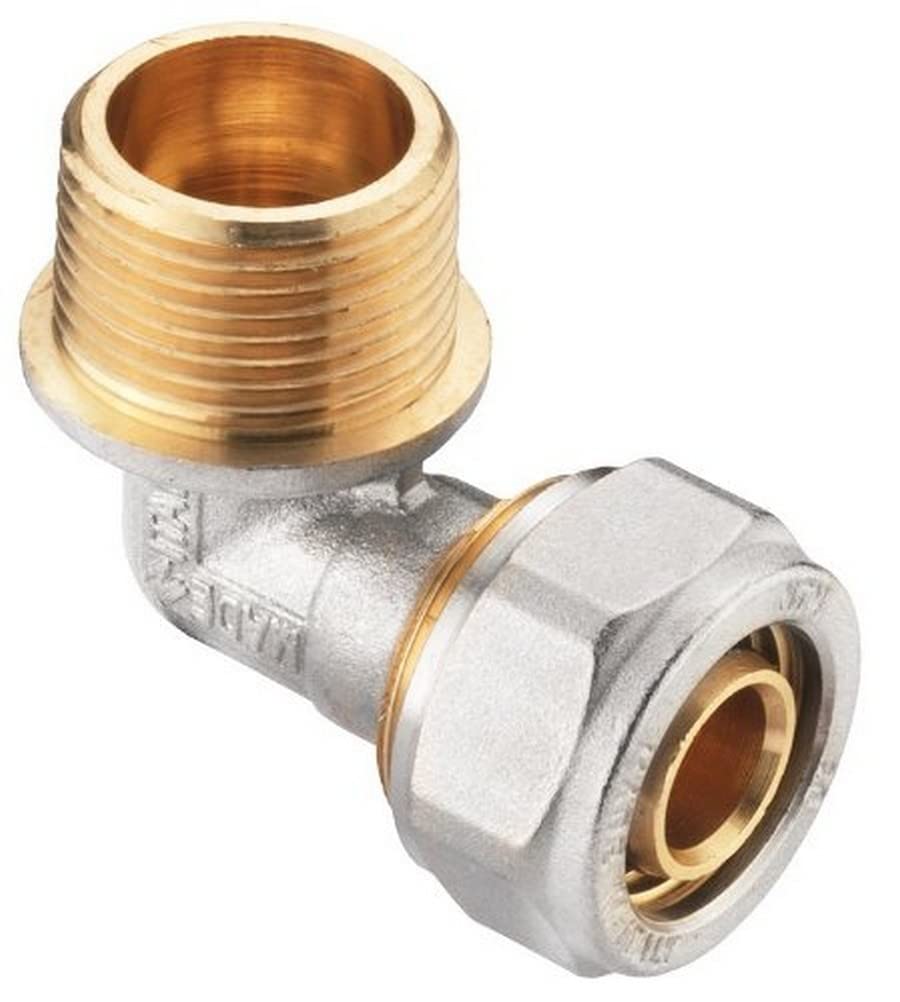 CORNAT VRS670421 Screw-Angle Complete Nickel-Plated Brass 20mm ET 90°, Silver, 20 mm x 3/4 Zoll Aussengewinde