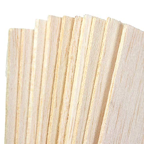 LTKJ 10pcs Wooden Plate Model Balsa Wood Sheets for DIY House Ship Aircraft Light (200x100x1.5mm) - Thumbnail 4