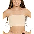Malibu Sugar Girls Bandeau Tube Top Bras - Seamless Strapless Bra Tube Tops Comfortable and Versatile One Size Fits Age 10-14