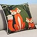 Leaveland Lovely Animal Fox Throw Pillow Case Decor Cushion Covers Square 18x18 Inch Beige Cotton Blend Linen Pillowcase