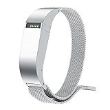 ANCOOL Compatible Fibit Flex Bands Stainless Steel Magnetic Closure Milanese Sports Wristband Compatible Fitbit Flex Tracker(NOT Compatible FELX 2) - Large Silver