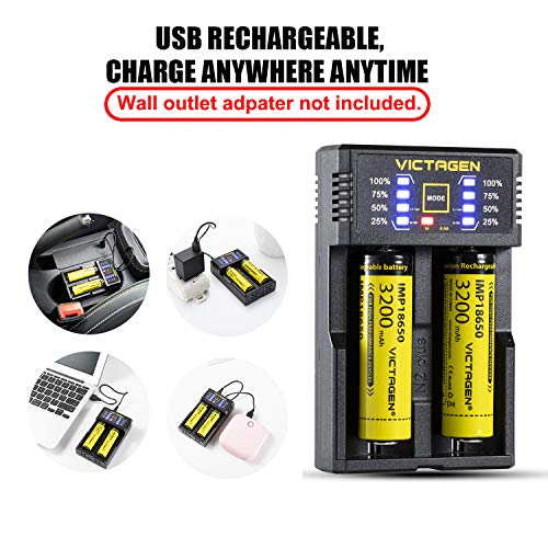 Victagen Universal Smart Charger,Intelligent Speedy Battery Charger for Rechargeable Batteries Ni-MH Ni-Cd AA AAA AAAA C D Li-ion LiFePO4 IMR 10440 Cylindrical Rechargeable Batteries