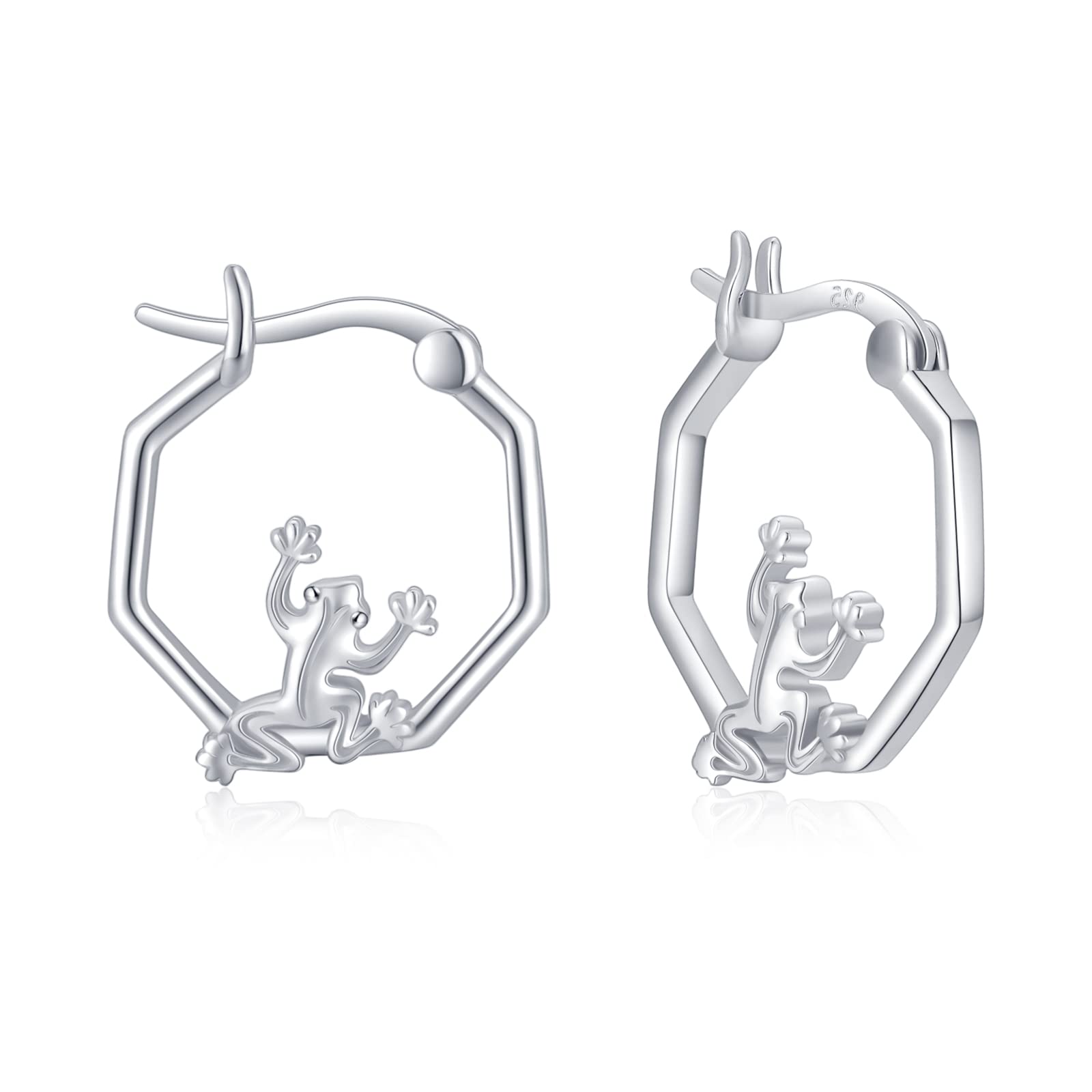 Frog Earrings Sterling Silver Frog Lovers Jewelry Frog Design Hoop Earrings Fashion Cute Animal Earring Gift For Women Girls