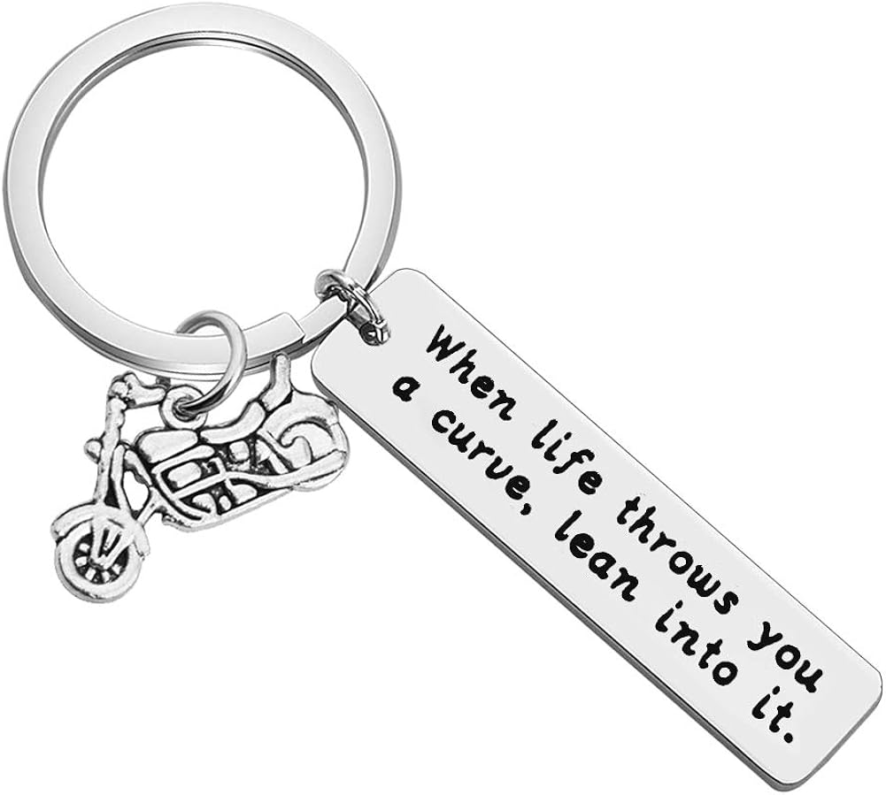 Motorcycle Keychain When Life Throws You a Curve Lean into It keychain Bike Lover