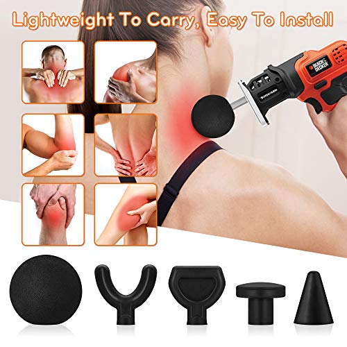 Jigsaw Massage Tip, VEEAPE Massage Gun Tips Theragun Accessories, 5 Tissues Percussion Massager Tips with Extra Fortified T Bit Reciprotools Universal Adapter Muscle Relaxation Trigger Massager Heads