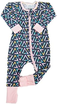 Baby And Toddler Pajama Romper - The Dreamer - Made To Keep Little Girls Warm,Pastel Triangle,9-12 Months