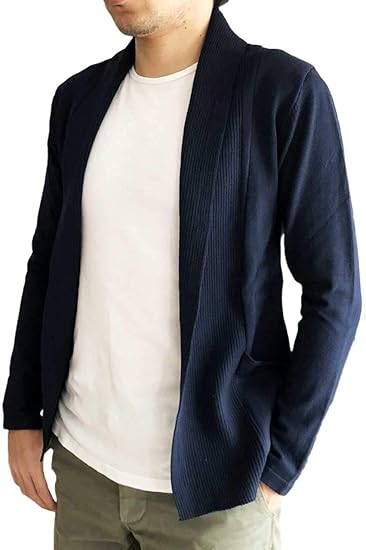 Amazon Nyan Deux メンズ 前開き ニット カーデ イージー ジャケット風 カーディガン 大人 ショールカラー カーディガン 通販