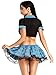 Amoretu Womens Sheer School Girl Costume with Tie Top Tartan Pleated Skirt (Acid Blue)