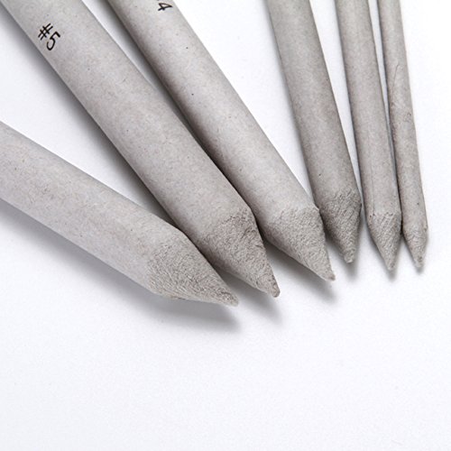 Slendima 6 Pcs Durable Art Drawing Pens, Blending Stump Smudge Pastel Charcoal Tortillon Sketch Art Drawing Tools - Grey
