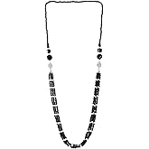 Necklace Multi-Strand Black Crystal Pearl Bead Chain Magnetic Clasp Detachable Two Collar Necklace