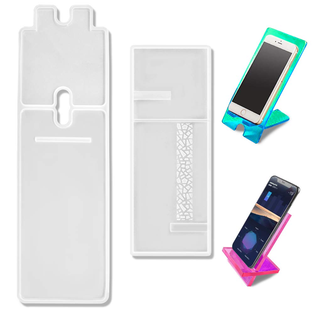 2 Sets Siamese Mobile Phone Stand Resin Mold, AIFUDA Epoxy Resin Casting Phone Holder Silicone Mold for DIY Craft Phone Bracket - Long, Short
