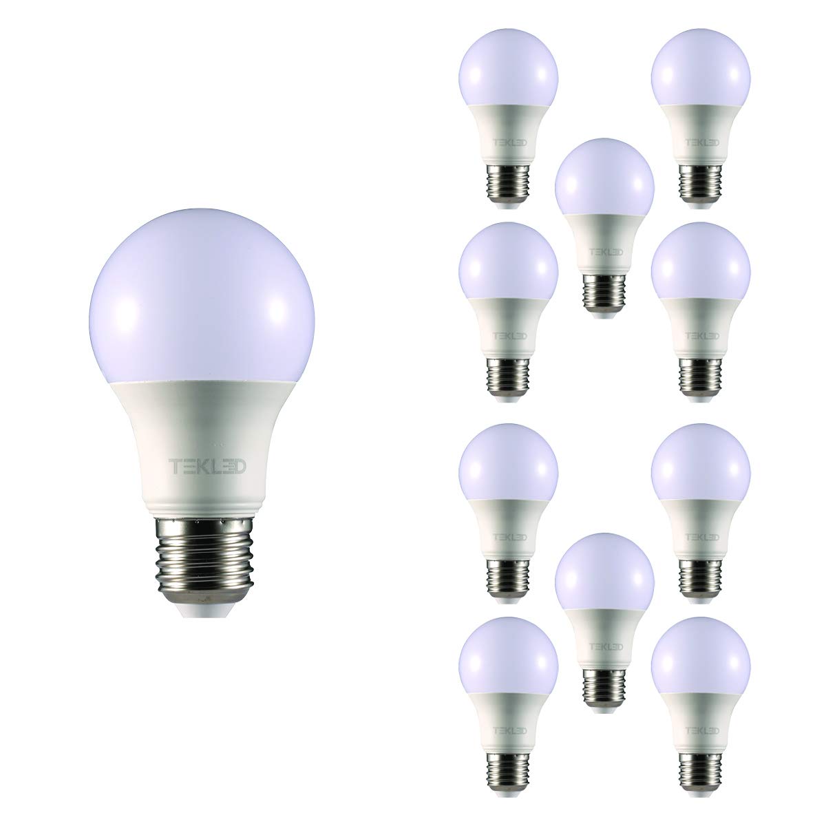 TEKLED® A60 LED Bulbs | E27 Edison Screw | Energy Saving 10W Light Bulb 70W Incandescent Bulb Equivalent | 2700K 765LM NONDIMMABLE | 10-Pack | Warm White