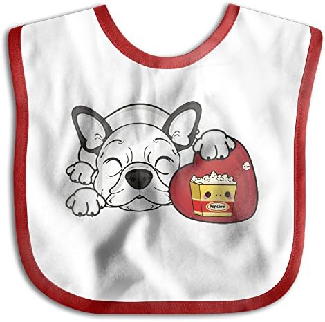 Bulldog Hug Popcorn Soft Cotton Infant Baby Bid Pinafore Saliva Towels Red