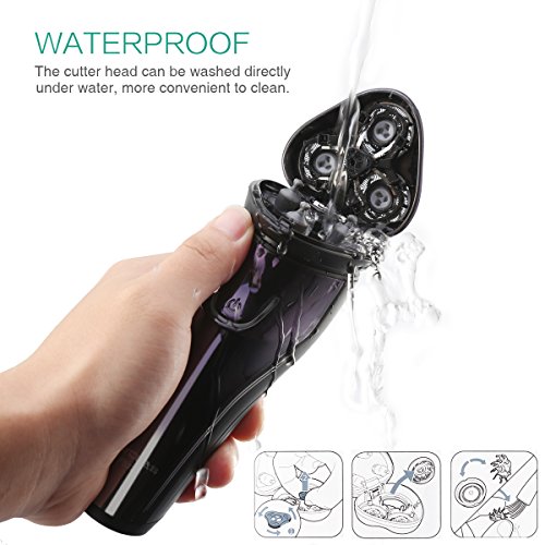 ORIA Electric Shaver, Rechargeable Shaving Razors, Waterproof Wet Dry Men's Rotary Shavers Pop-up Trimmer, Adapter not Included