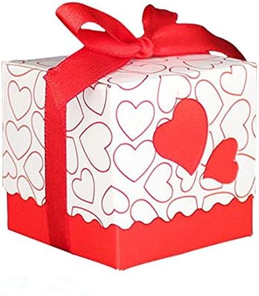 Leehome 100PCS Wedding Party Favors Candy Gift Boxes With Ribbons (Red)