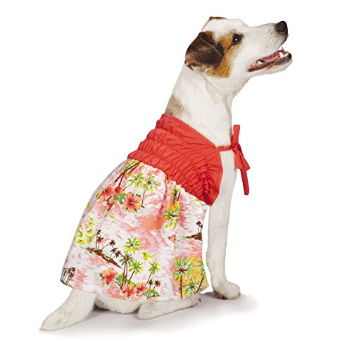 Casual Canine Hawaiian Breeze Sundress, X-Small, Coral